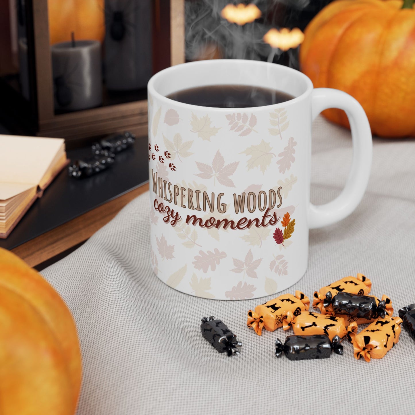 Cozy Autumn Vibes Mug – Fox and Falling Leaves